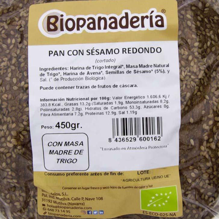 Pão Integral Redondo com Gergelim 450g Orgânico (Sem Cortes)