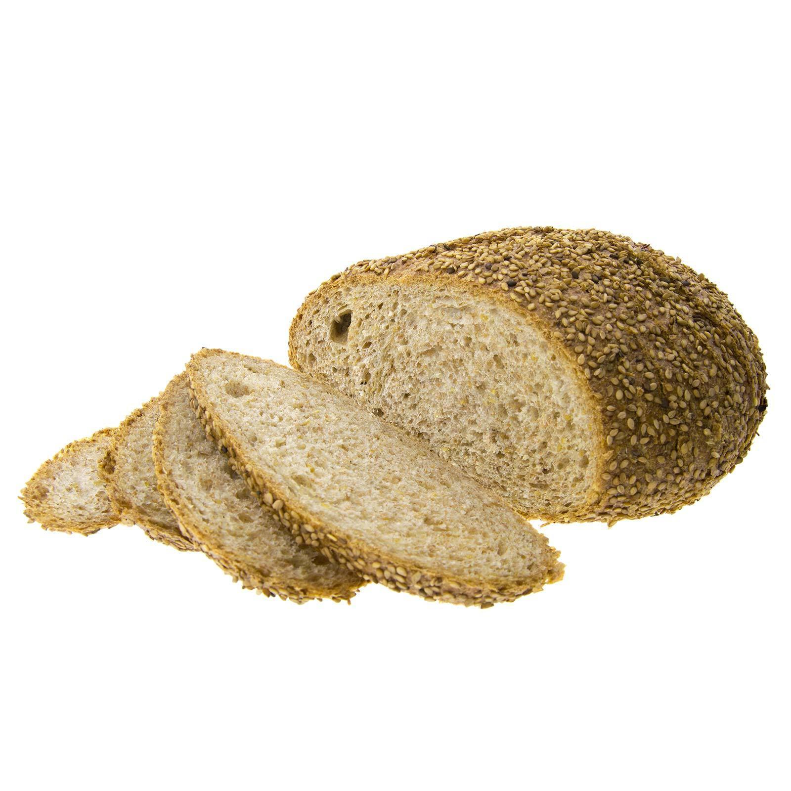 Pan redondo de trigo integral con sésamo 450 g ecolóxico (sen cortar)