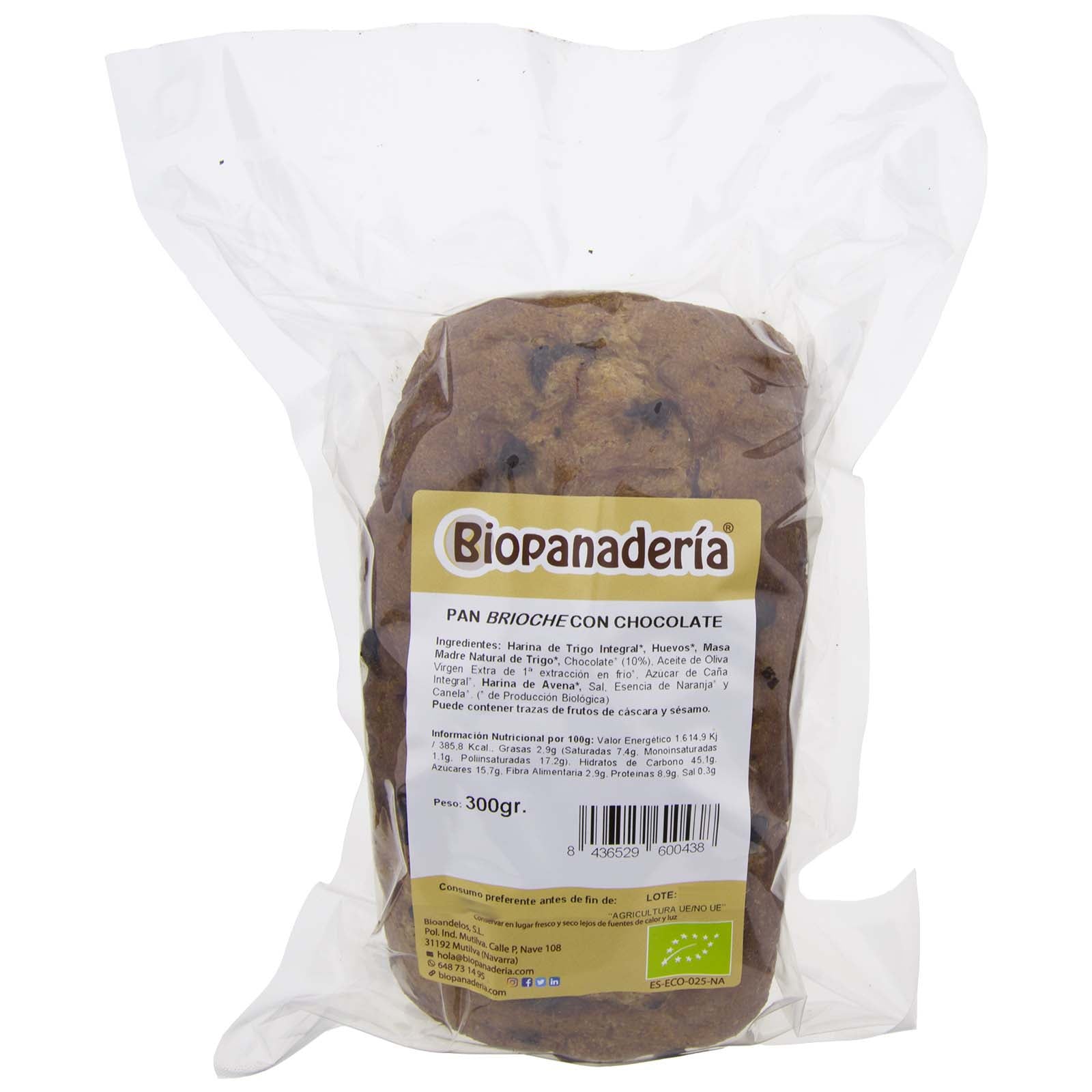Wheat brioche bread with chocolate 300g ecological handmade processing