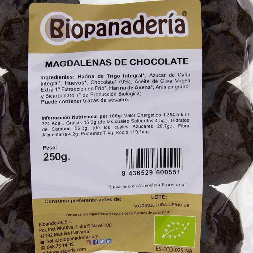 Magdalenas de Chocolate Ecológicas 250g