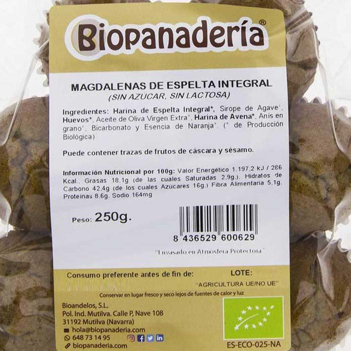 Muffins de Espelta Integrais SEM AÇÚCAR Orgânicos 250g