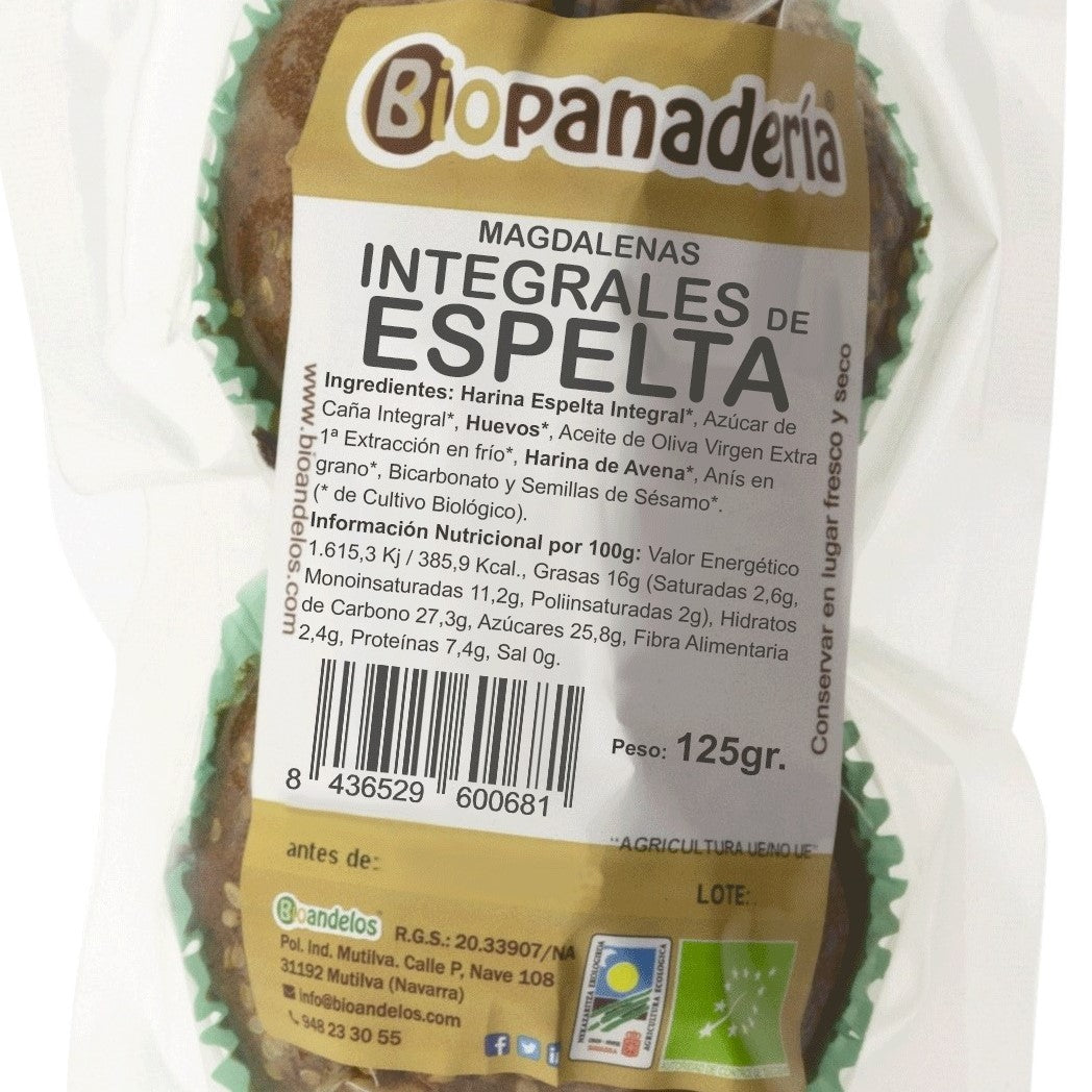 Magdalenas de Espelta Integral con Sésamo 125g (2 unidades) Ecológicas Artesanas