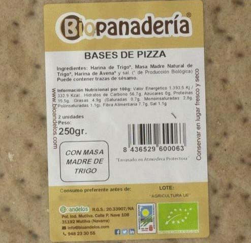 Bases de Pizza Ecológicas de Espelta Integral con Masa Madre Natural 250g (2x125g)