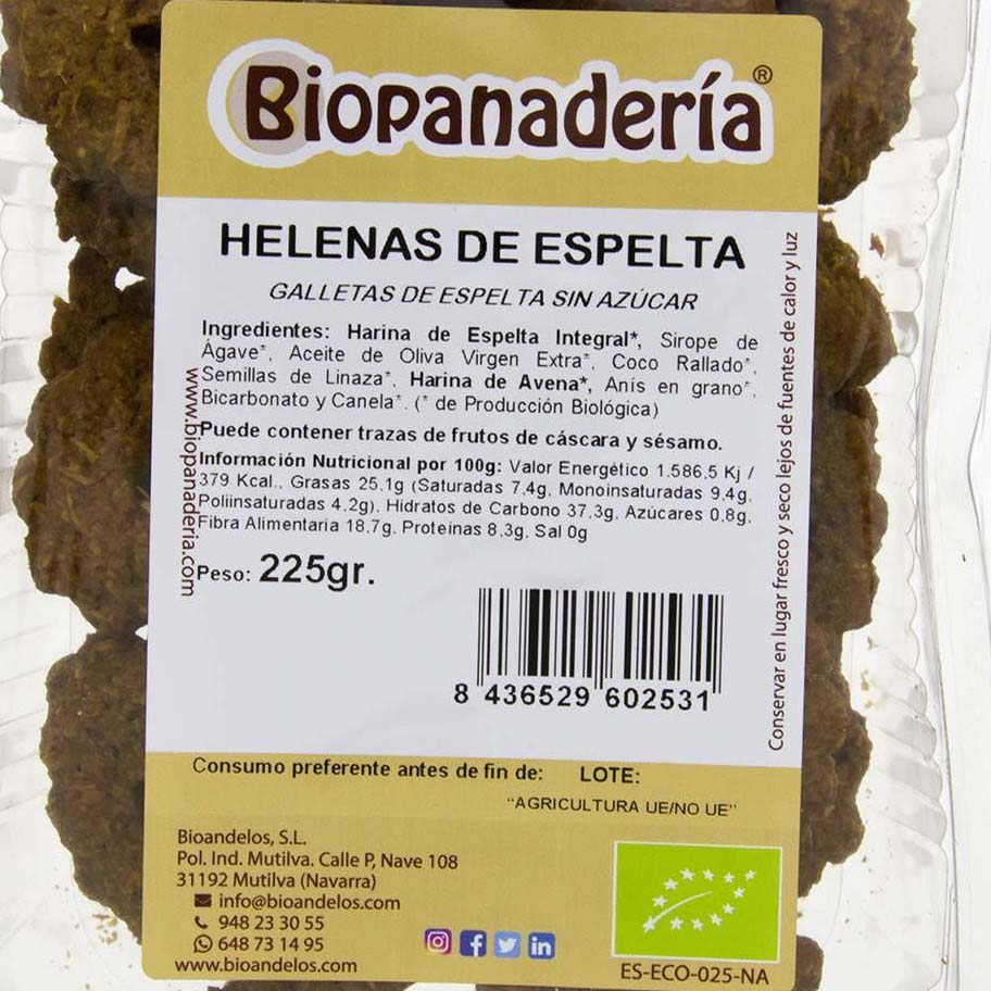 Integral Spelt Helenas Without SUGAR and SIN Ecolabel 225g