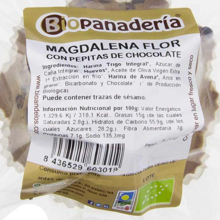 Magdalena Flor de Trigo con Pepitas de Chocolate 125g Ecológica