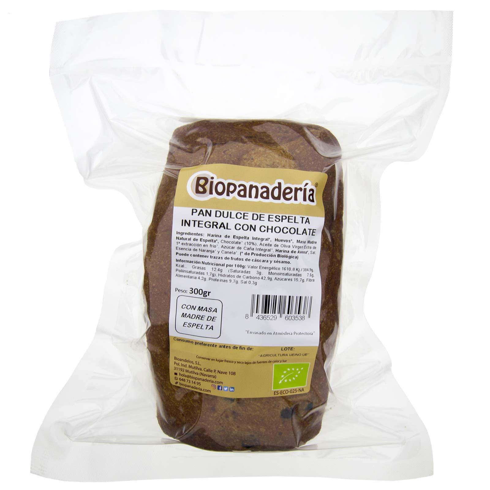 Pão Brioche de Espelta com Chocolate 300g Biológico Artesanal