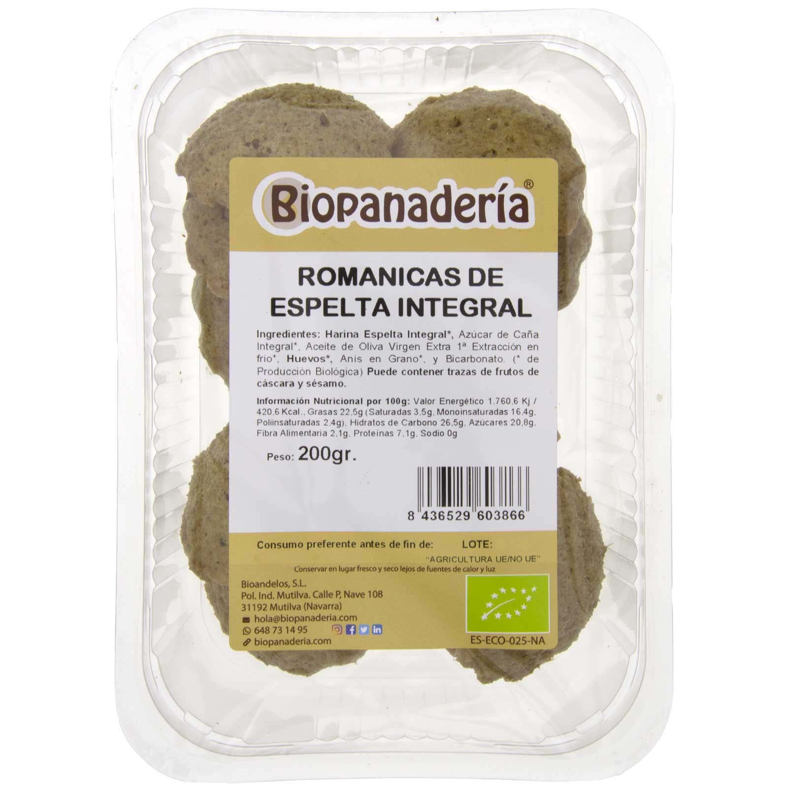 Romanicas de Espelta Integral 200g Biscoitos Orgânicos de Elaboração Artesanal