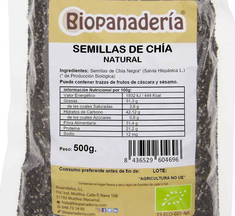Organic Natural Chia Seeds 500g Whole Grain