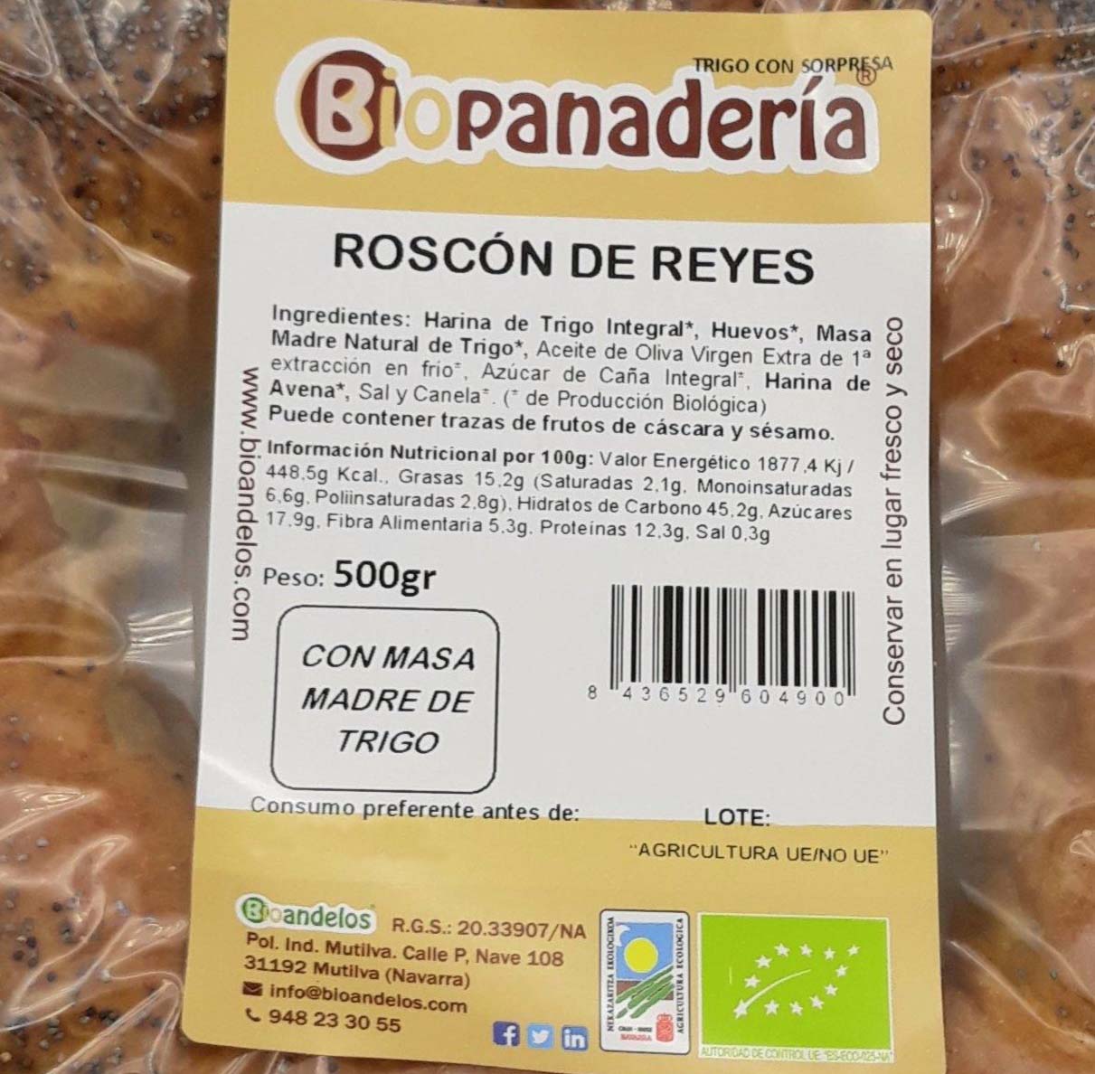 Roscón de Trigo 500g Ecológico de Elaboración Artesanal