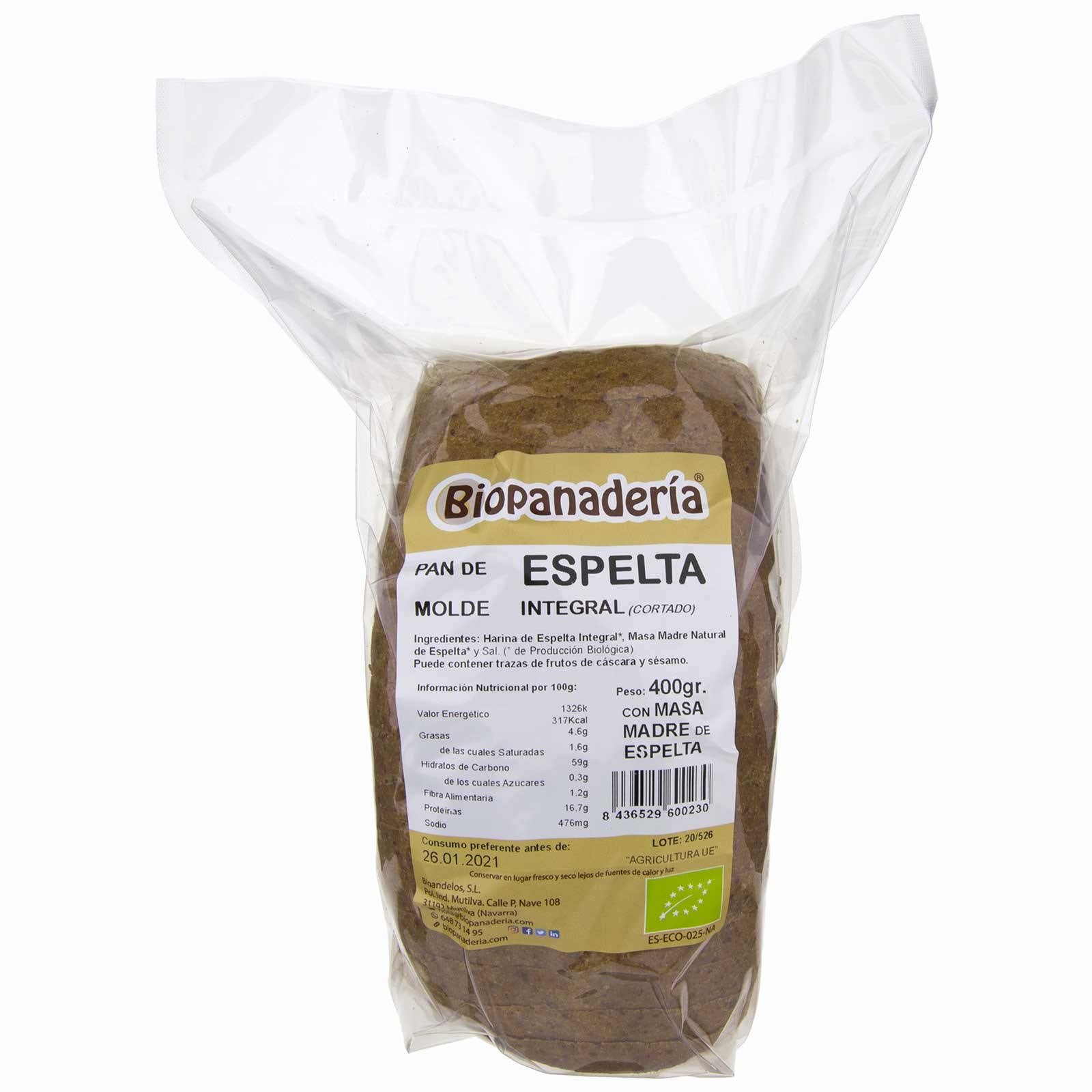 Pan de Molde de Espelta Integral 400g Ecológico Artesano - Biopanadería