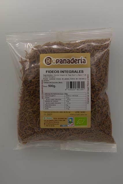 Fideos Integrales Ecológicos 500 g Pasta Bioandelos 